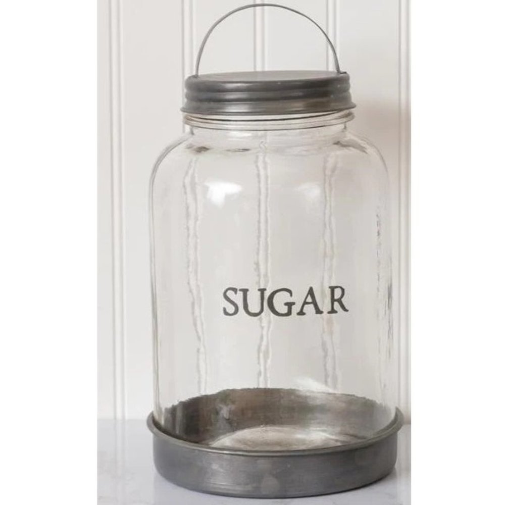 LARGE Glass "SUGAR" Canister